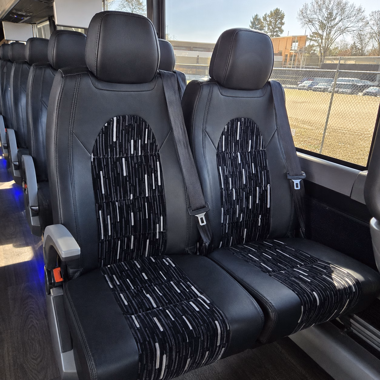 charter bus shuttle service for warehouse and industrial groups near gillespie field
